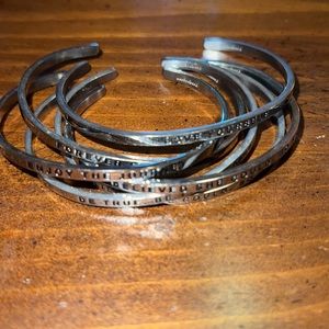 Mantra bands and skinny cuff bracelets lot (silver)